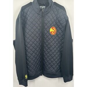 Atlanta Hawks Jacket Mens XXL Black Full Zip NBA Levelwear Pockets Quilted